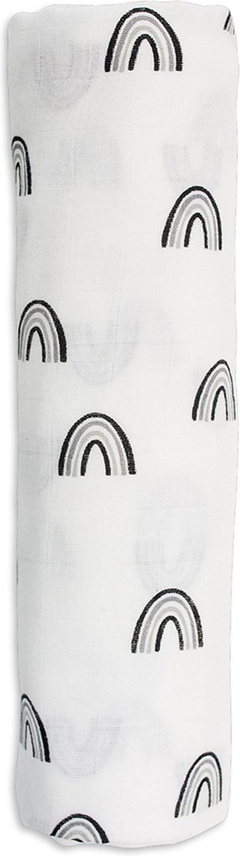 Lulujo - hydrofiele doek - swaddle - bamboo - 120x120 cm - Black Rainbow van Merkloos — afbeelding 3