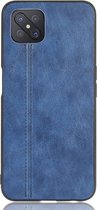 OPPO Reno 4 Z Hoesje - Mobigear - Stitch Serie - Kunstlederen Backcover - Blauw - Hoesje Geschikt Voor OPPO Reno 4 Z