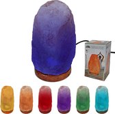 Zoutlamp | Kristal | Kristalzoutlamp | 9 x 12,7 x 9 Cm | Hout | Usb | Sfeerlicht | 6 Kleuren