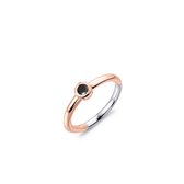 Gisser Jewels - Ring R373RZ - roségoud verguld zilver - zwarte steen in gladomzetting - maat 60