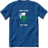 make beer not war Bier T-Shirt | Unisex Kleding | Dames - Heren Feest shirt | Drank | Grappig Verjaardag Cadeau tekst | - Donker Blauw - 3XL