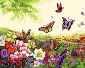 JDBOS ® Schilderen op nummer Volwassenen - Vlinders en bloemen - Verven volwassenen - 40x50 cm