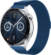 Milanees Smartwatch bandje - Geschikt voor  Huawei Watch GT 3 46mm Milanese band - blauw - 46mm - Strap-it Horlogeband / Polsband / Armband