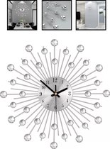 Handgemaakte Grote Kristal Wandklok - Ronde Muurklok - Kraal - Handmade Crystal Wall Clock