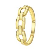 Lucardi Dames Ring gourmetschakel - Ring - Cadeau - Moederdag - 14 Karaat Goud - Geelgoud