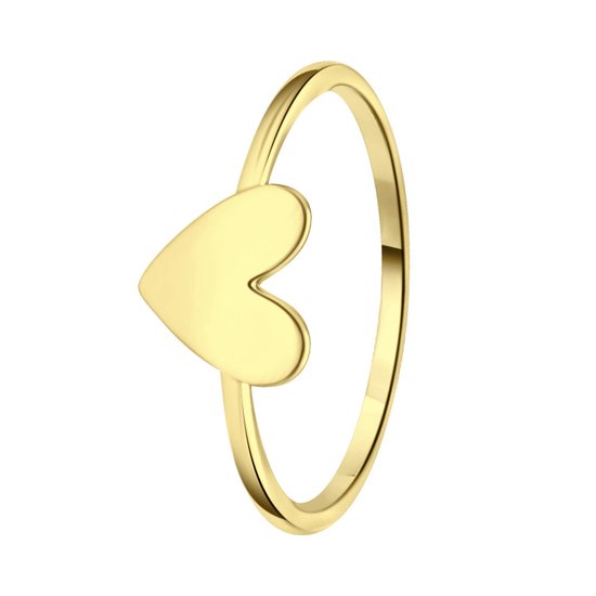 Lucardi – Dames Gerecyclede goldplated ring hart – Ring – Cadeau – Echt Zilver –