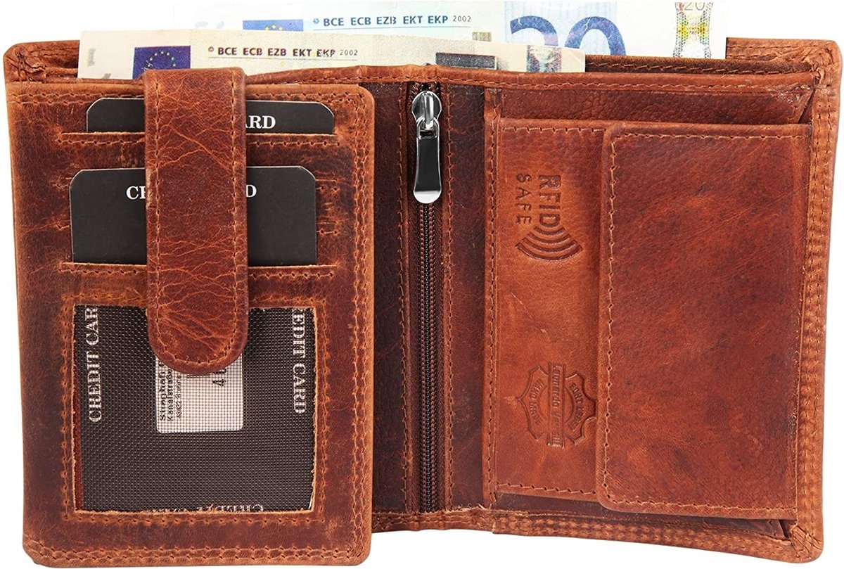 Heren portemonnee van echt rundleer met RFID bescherming | bol.com