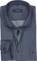 Casa Moda Sport Comfort Fit overhemd - blauw met wit dessin - Strijkvriendelijk - Boordmaat: 49/50