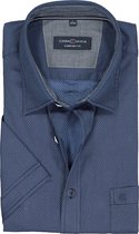 CASA MODA Sport comfort fit overhemd - korte mouw - blauw mini dessin (contrast) - Strijkvriendelijk - Boordmaat: 41/42