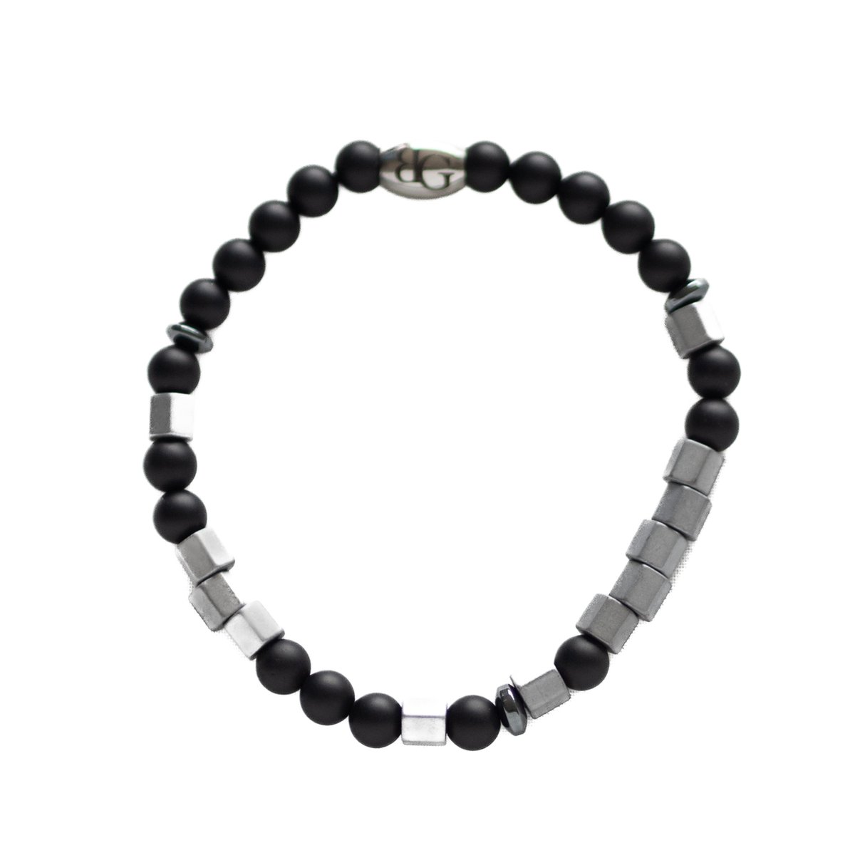Brisa Gaia | Love you - morsecode armband - Onyx & hematietkralen - Perfect Valentijn cadeau - Zilver Large - 19 cm Polsomtrek