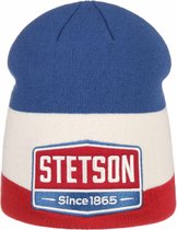 Stetson Retro Beanie – Blauw/Wit/Rood – One Size