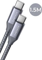 SAMTECH USB-C naar USB-C kabel 100W – Thunderbolt 3 – Snellader, Data, video en Oplaadkabel Type C 1.5m - Spacegrey