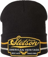 Stetson Retro Beanie – American Heritage – Zwart/Geel – One Size