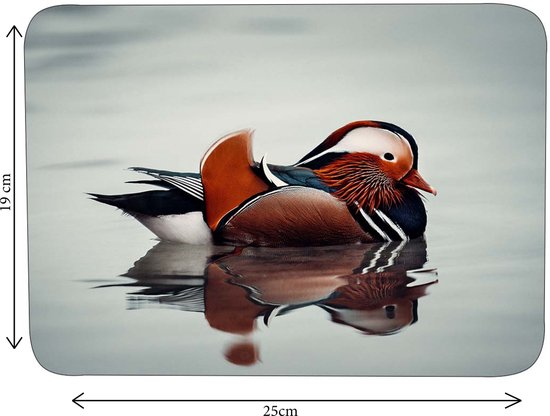 Tapis de souris Mandarin Duck Caoutchouc - Photo haute qualité de Mandarin Duck - Tapis de souris imprimé sur polyester - 25 x 19 cm - Tapis de souris antidérapant - 5 mm d'épaisseur - Tapis de souris avec photo - idéal pour votre bureau