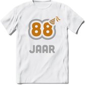 88 Jaar Feest T-Shirt | Goud - Zilver | Grappig Verjaardag Cadeau Shirt | Dames - Heren - Unisex | Tshirt Kleding Kado | - Wit - S