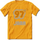 97 Jaar Feest T-Shirt | Goud - Zilver | Grappig Verjaardag Cadeau Shirt | Dames - Heren - Unisex | Tshirt Kleding Kado | - Geel - 3XL