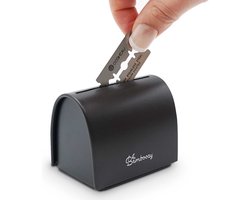 Bamboozy Metalen Doosje voor Gebruikte Safety Razor Blades Mat Zwart Verzamel Wegwerp