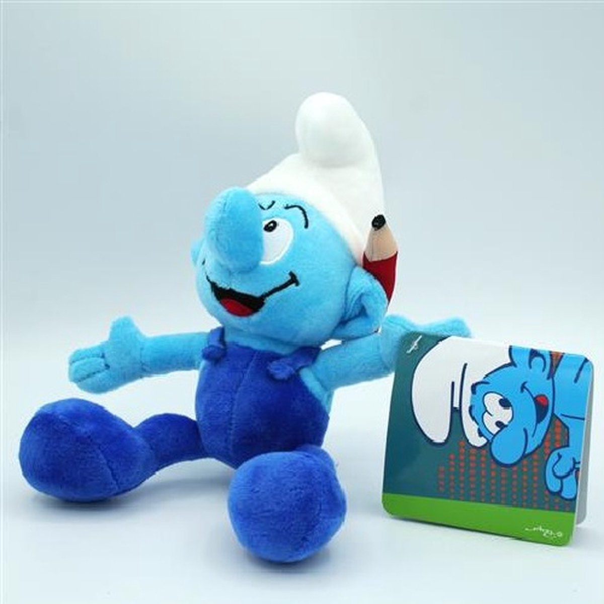 Knutsel smurfen knuffel 20 cm - met pluche potlood achter zijn oor