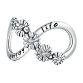 Infinity enjoy life flower bedel | Oneindig bloemen zirkonia bead | bedels beads cadeau | Zilverana | geschikt voor Biagi , Pandora , Trollbeads armband | 925 zilver