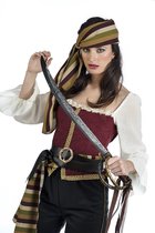 Limit - Piraat & Viking Kostuum - Barbara Bandana Barbaarse Kaper Piraat - Vrouw - rood,zwart - Maat 46 - Carnavalskleding - Verkleedkleding