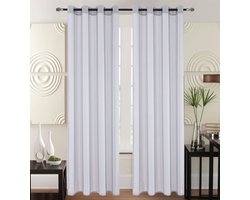 SB Line Kant en Klaar Vitrage Gordijn - Met Ringen - 140x260 cm - Grijs