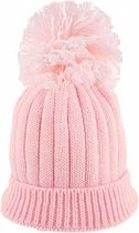 Pesci - Gebreide Baby Muts met fleece gevoerd - Roze - Mt 74