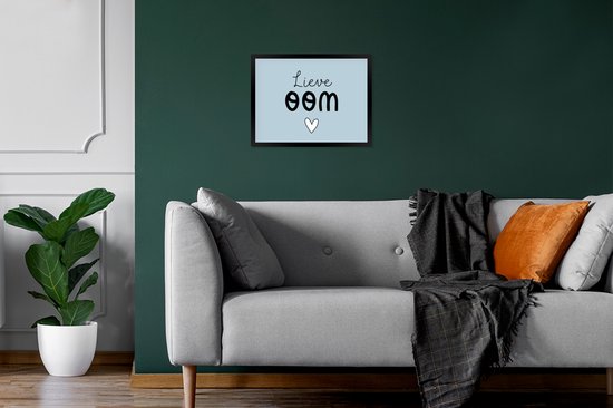 Fotolijst incl. Poster - Oom - Blauw - Tekst - 40x30 cm - Posterlijst