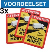 Voordeelset 3 Stickers Dode Hoek Frankrijk - TRUCK / VRACHTWAGEN- Attention Angles Morts - Duurzame Kwaliteit - Formaat 17 x 25 cm - Formaat