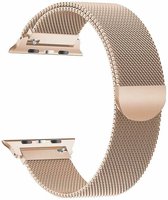 Geschikt voor Apple Watch Bandje Rosé Goud Series 1/2/3/4/5/6/SE/7 42/44/45 mm - iWatch Milanees Polsband Luxe Milanese Loop - Roestvrij staal - Magneet Sluiting