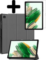 Hoes Geschikt voor Samsung Galaxy Tab A8 Hoes Luxe Hoesje Book Case Met Screenprotector - Hoesje Geschikt voor Samsung Tab A8 Hoes Cover - Grijs .