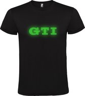 Zwart T shirt met   " GTI " logo Glow in the Dark Groen print size XXXXL