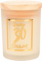Verjaardag - Geurkaars - White/gold - Happy Birthday - 30 jaar - giftbox met panterprint - In cadeauverpakking