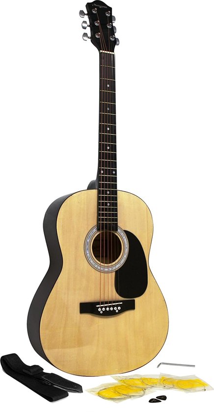 Martin Smith W 100 N PK Acoustic Guitar Set with Guitar Strings, Guitar Picks and Guitar Strap   Natural