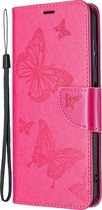 Mobigear Telefoonhoesje geschikt voor Nokia G10 Hoesje | Mobigear Butterfly Bookcase Portemonnee | Pasjeshouder voor 2 Pasjes | Telefoonhoesje voor Pinpas / OV Kaart / Rijbewijs - Magenta