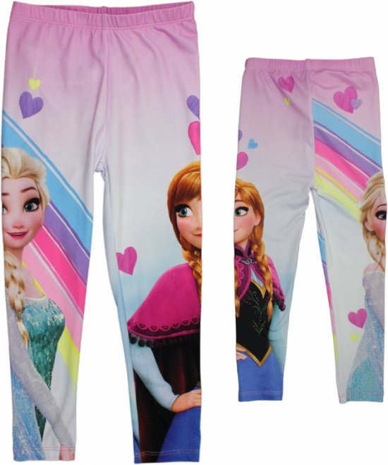 Legging Frozen -Elsa - Anna - coeurs - rose - taille 134 - 9 ans