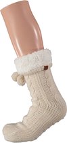 Dames huissokken met antislip | Medium beige | Maat 36/41 | Huissokken dames | Fluffy sokken | Slofsokken | Huissokken anti slip | Huissokken | Anti slip sokken | Warme sokken | Be