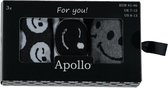 Apollo | Giftbox herensokken | Smileys | Grijs/Zwart | Maat 41/46 | Geschenkdoos | Cadeaudoos | Giftbox mannen | Verjaardagscadeau