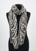 Wollen sjaal met dierenprint - 200 x 70 cm - Omslagdoek