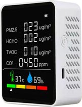 Raykon Luchtkwaliteitsmeter 6 in 1 - Draagbaar - CO2 meter binnen - Wit