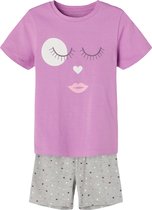 NAME IT NKFNIGHTSET SS SHORTS FACE Meisjes Pyjamaset - Maat 146/152