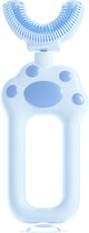 360 graden - U vormige baby tandenborstel - Blauw Kattenpoot Design- Bijtringen / Teether - Zachte siliconen - Kinderen tandenborstel - Jongen/Meisje