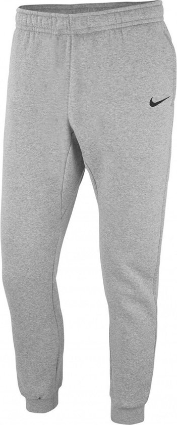 Grijze joggingbroek van Nike met zwarte swoosh en elastische enkelboorden.