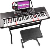 Keyboard piano - MAX KB5SET keyboard voor beginners met 61 lichtgevende toetsen, keyboard standaard, bankje en hoofdtelefoon - Complete set!