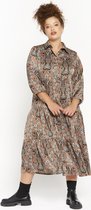 LOLALIZA Lange hemd jurk met kleurrijke print - Camel - Maat 36