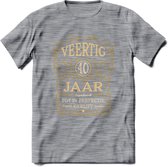 40 Jaar Legendarisch Gerijpt T-Shirt | Okergeel - Ivoor | Grappig Verjaardag Cadeau | Dames - Heren | - Donker Grijs - Gemaleerd - XXL