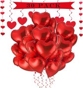 Valentijnsdag decoratie | Valentijnsdag | Ballonnen | Aluminium | Rood | 30 Stuks | 45 x 45 Cm