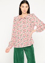 LOLALIZA Hemd met fijne bloemetjesprint - Wit - Maat 42