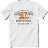 27 Jaar Legend T-Shirt | Goud - Zilver | Grappig Verjaardag Cadeau | Dames - Heren | - Wit - L