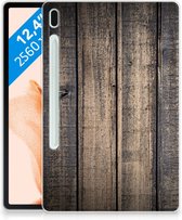 Silicone Back Case Samsung Galaxy Tab S7FE Tablet Hoes Steigerhout met doorzichte zijkanten
