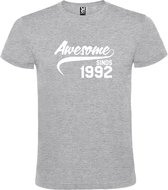 Grijs T shirt met "Awesome sinds 1992" print Wit size S